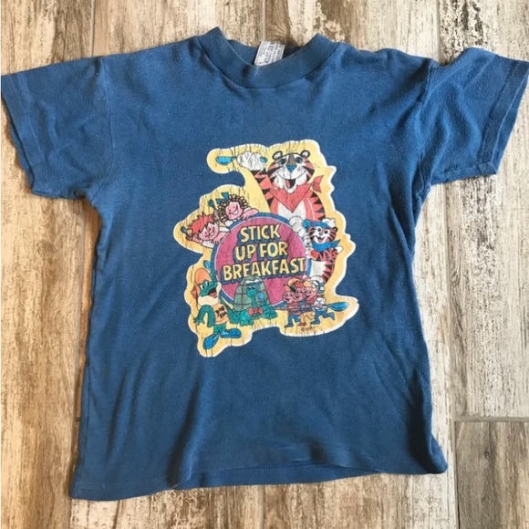 Vintage Stick Up For Breakfast kids shirt - 1977 - kids LARGE - Kellog’s cereal - Picture 1 of 10